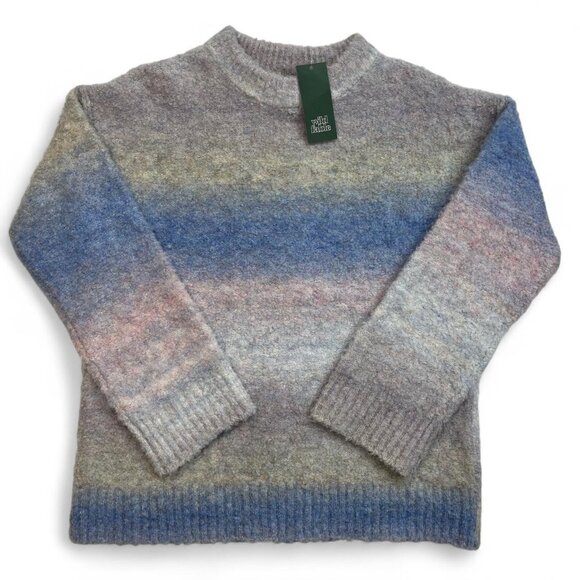 Wild Fable Women’s XS Purple Blue Striped Knit Sweater Polyester Wool Blend - Picture 1 of 5